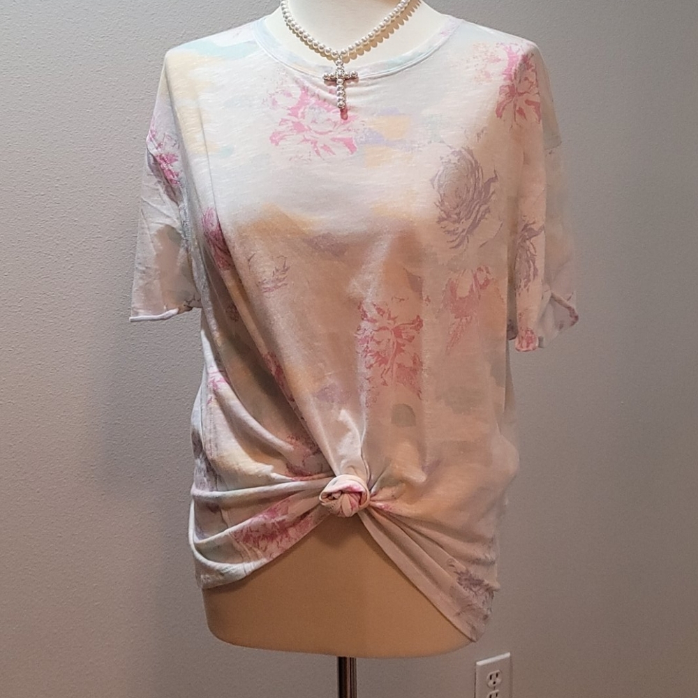 WE THE FREE TIE DYE FREE PEOPLE FLORAL T SHIRT SHORT SLEEVE OVERSIZED TOP SZ M - Picture 15 of 15